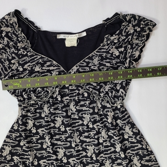 Max Studio Short Sleeve Peasant Top Ruffle Hem, Size Medium - Picture 10 of 13